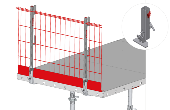 Feste Verankerung mit Geländerschuh an Deckenkanten für sichere Arbeiten auf der Baustelle, verkauft von RINGER