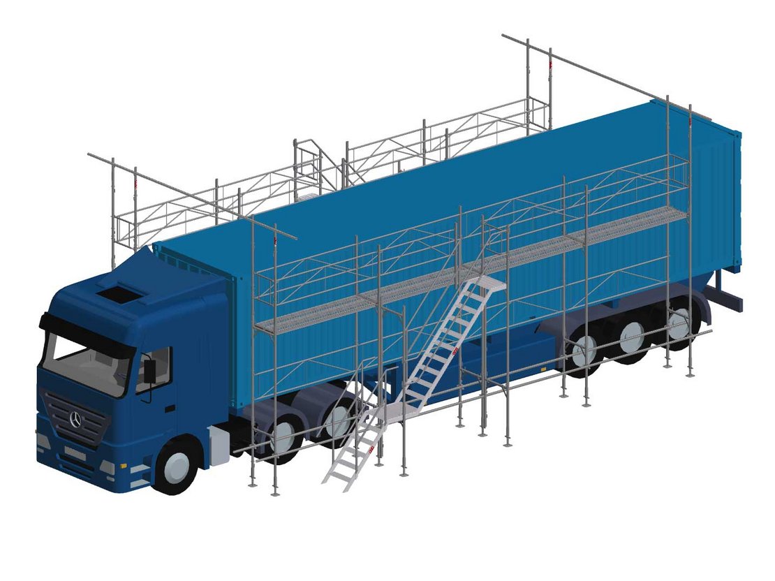 Modell eines Enteisungs- und Reinigungsgerüsts von Ringer GmbH für LKWs