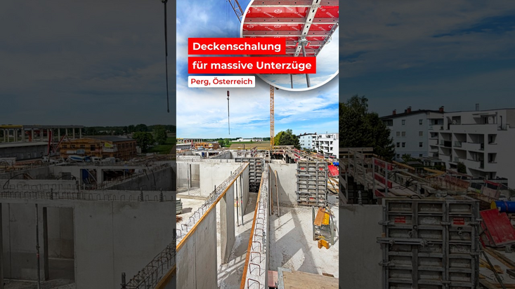 Deckenschalung für massive Unterzüge in großer Höhe