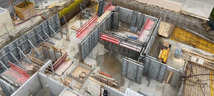 Construction site with Master Pro wall formwork