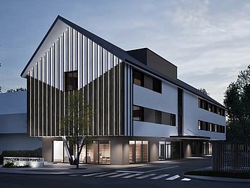 Zdravstveni center Podpeč 3D-prikaz Večnamenskega zdravstvenega centra Podpeč z zasnovo objekta in njegovo arhitekturno podobo.