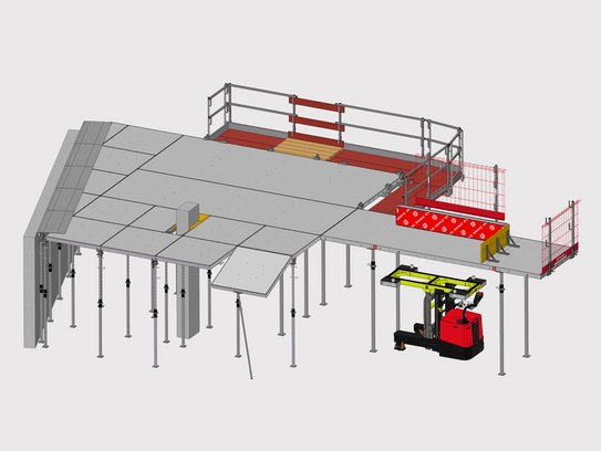 Veranschaulichung der perfekten Kompatibilität der Produkte AluDEK und DEKplus Deckenschalung von Ringer GmbH