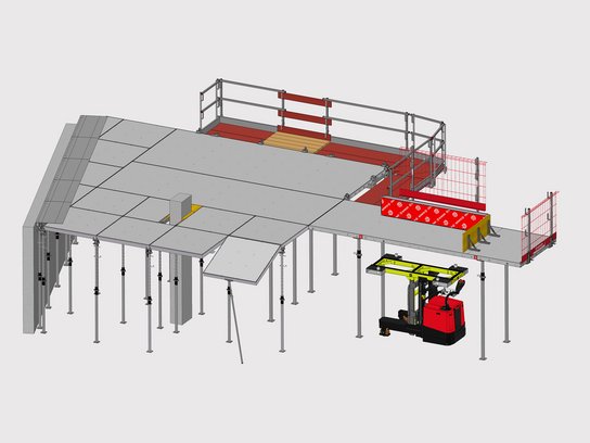 Veranschaulichung der perfekten Kompatibilität der Produkte AluDEK und DEKplus Deckenschalung von Ringer GmbH