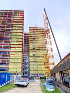 scaffolding tower under construction