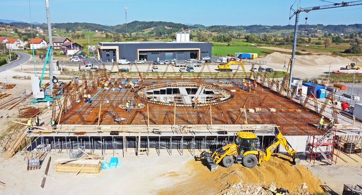 Vogelperspektive MDK Headquarter Rohbau