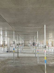 Ausgeschalte Decke mit verbleibenden Deckenstützen