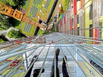 Bird's eye view of modular scaffolding
